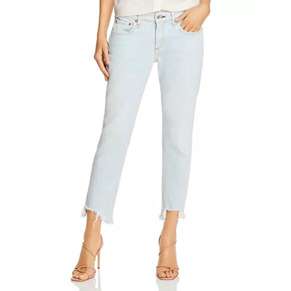 rag & bone Denim - rag & bone Women’s Dre Low Rise Ripped Hem Jeans in Melrose Light Wash - Sz 28